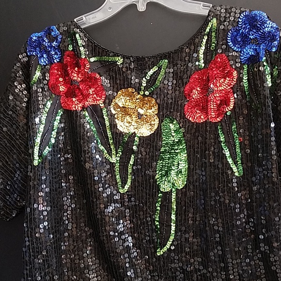 in fashion Tops - In fashion pure silk sequin shirt. Size large